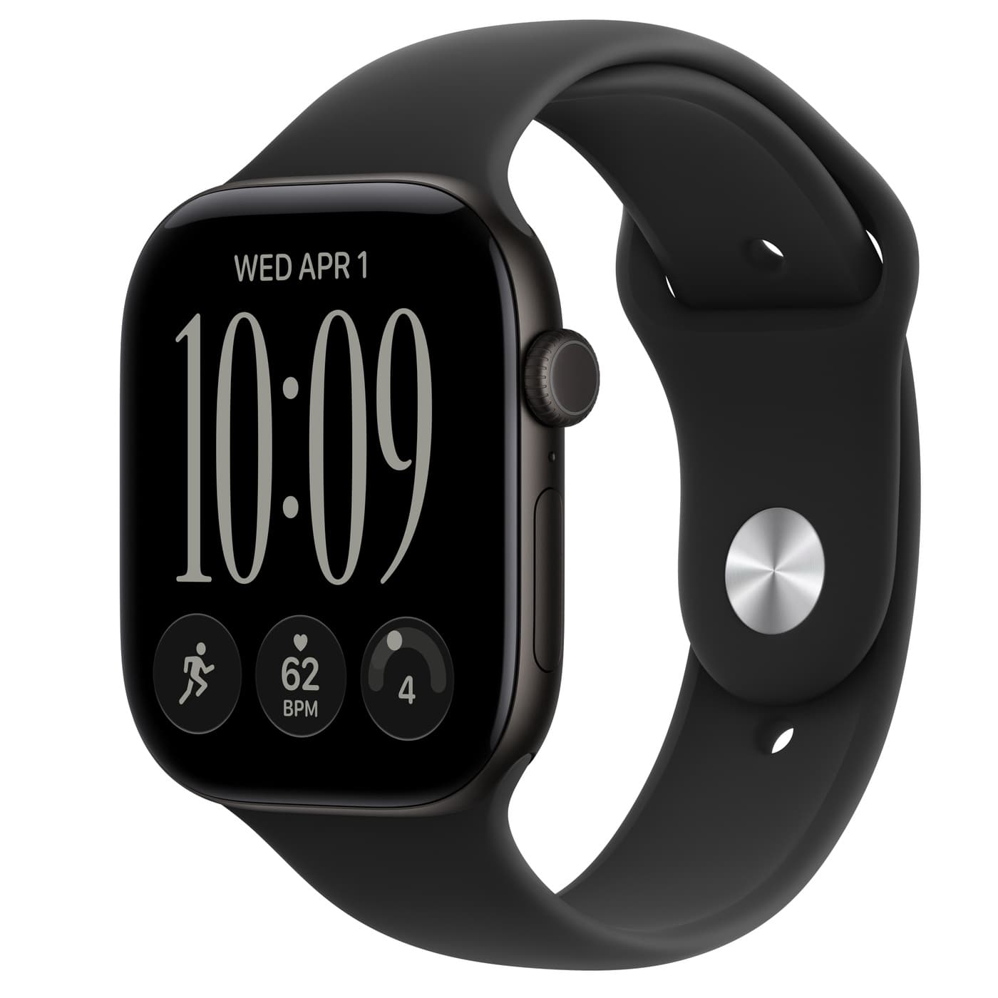 Apple Watch S12 46mm Black Sport Band · Black · S/M GPS