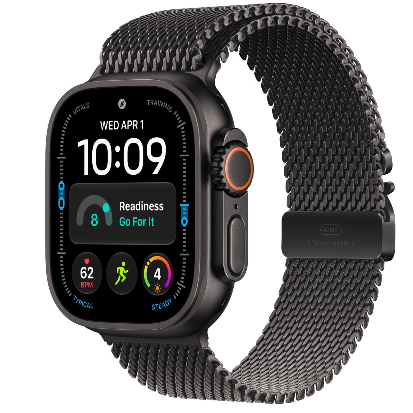 Apple Watch Ultra 4 Black Titanium Milanese Loop · Black · S