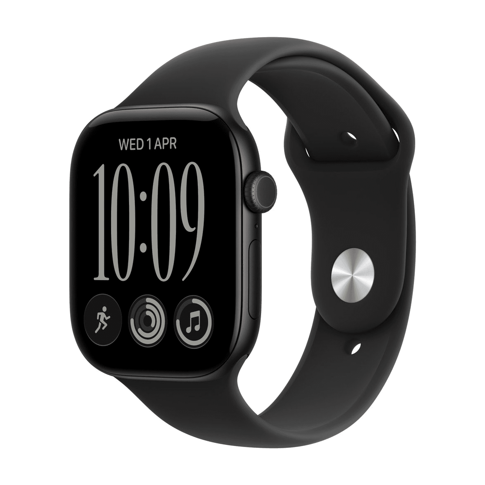 Apple Watch S12 46mm Black Sport Band · Black · M/L GPS
