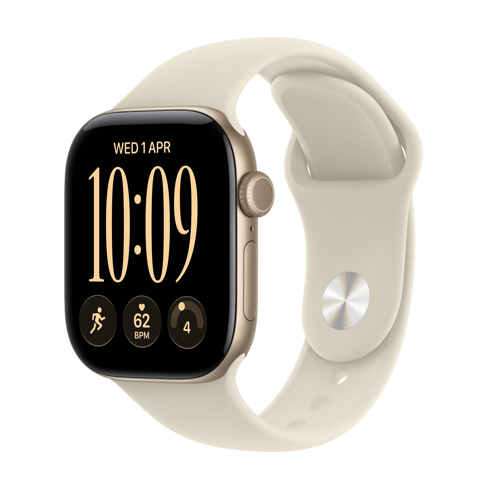 Apple Watch S12 42mm Light Gold Sport Band · Sand · S/M GPS