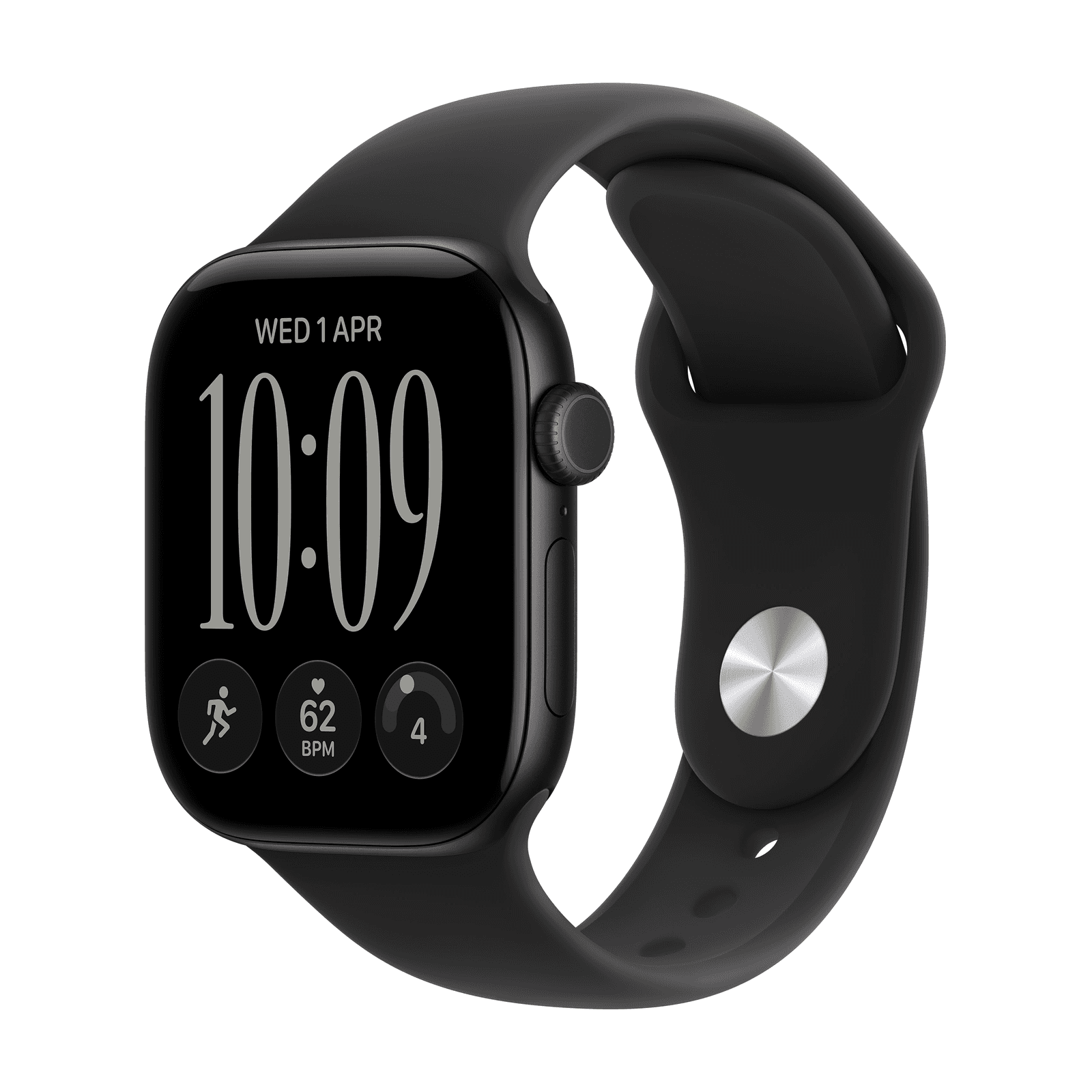 Apple Watch S12 42mm Black Sport Band · Black · S/M GPS