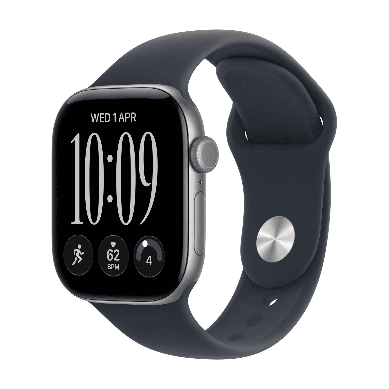 Apple Watch S12 42mm Space Gray Sport Band · Navy Blue · S/M GPS