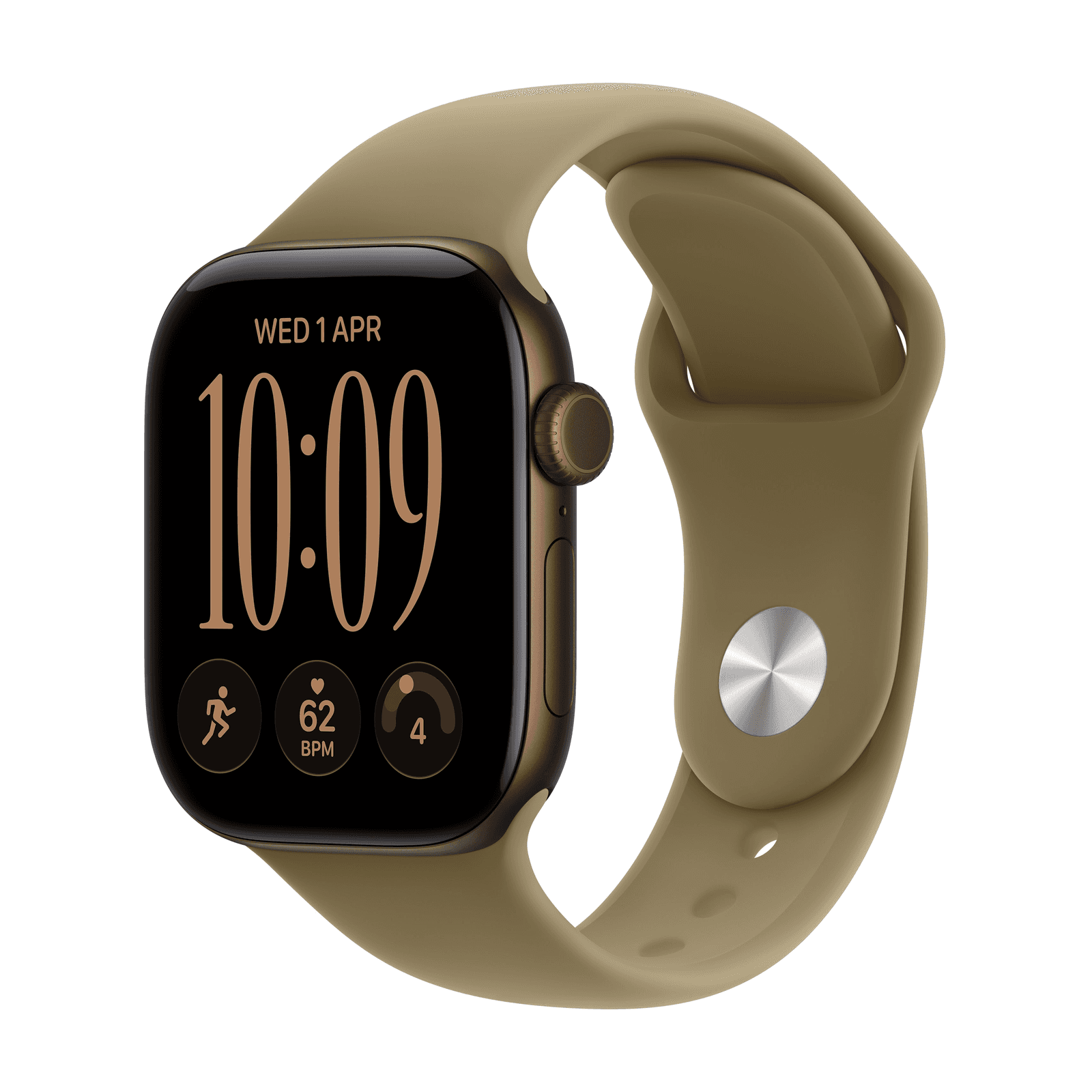 Apple Watch S12 42mm Dark Bronze Sport Band · Olive · S/M GPS